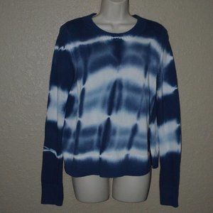 NWT Sz S 360 Sweater Blue White Tie Dye Long Sleeve Sweater
